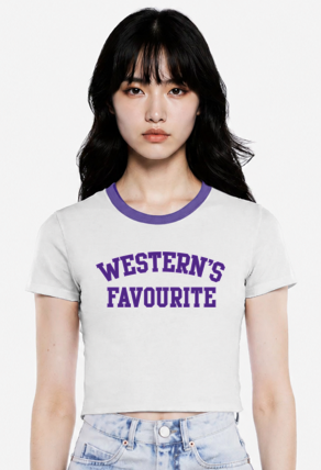 "WESTERN'S FAVOURITE" LADIES' CROPPED RINGER TEE