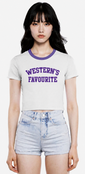 "WESTERN'S FAVOURITE" CROPPED RINGER TEE